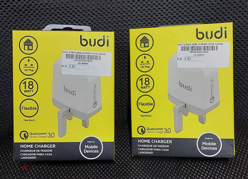 New BUDI 18W Home Charger 1USB PORT, in sealed original box 0