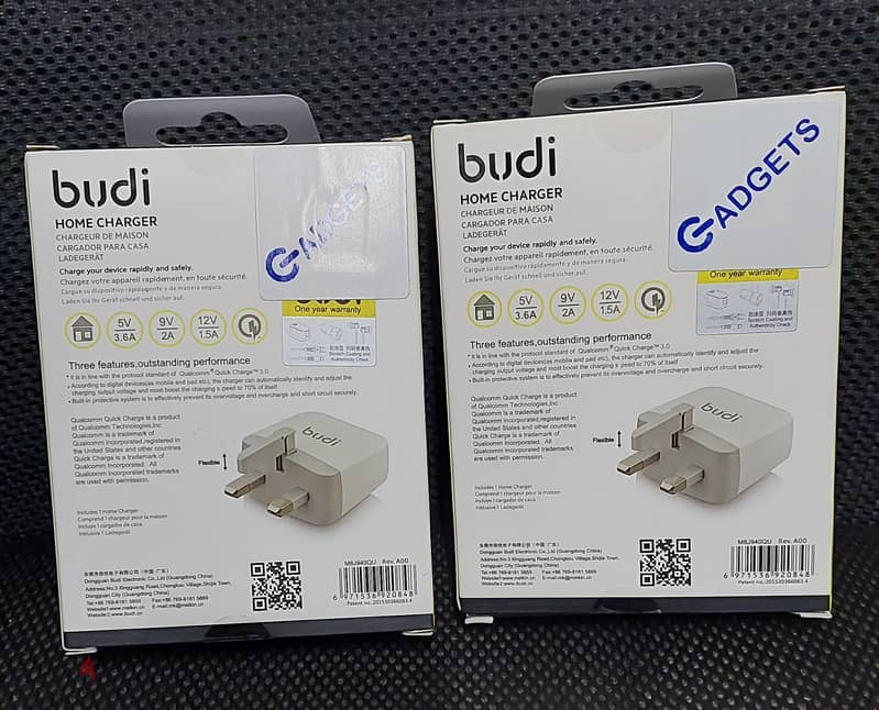 New BUDI 18W Home Charger 1USB PORT, in sealed original box 1