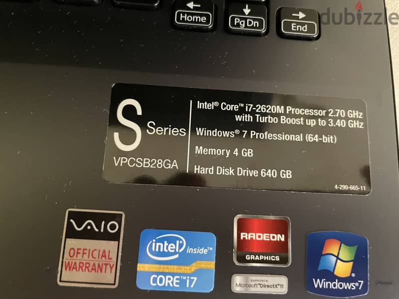 Sony Vaio Intel i7 2.70 GHz 4GB Ram 640 Gb HDD 1