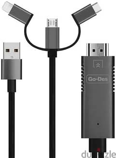 GO-DES 3 in 1 HDTV Cable Lightning+Micro+USB C GD-8272 (BoxPacked)