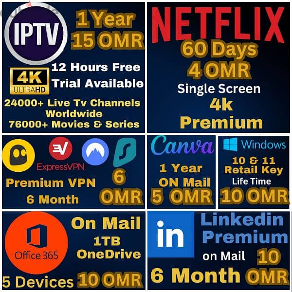 IP-TV, Netflix,VPN All Subscription Available 1