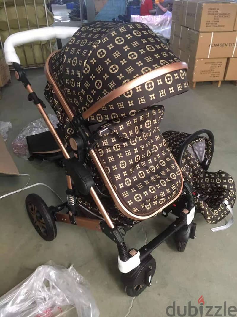 Luxury Baby Stroller 2 in 1 Newborn Pram Foldable Infant Pushchair Bas 1
