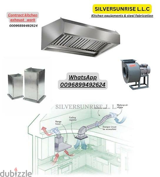 steel kitchen hood, duct and motor fixing 0