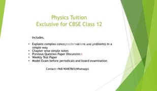 Physics tuition class 12 cbse