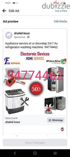 Appliance service at ur doorstep 24/7 Ac refrigerator washing machine 0