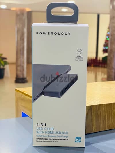 For Apple iPad Powerology 4in1 USB-C HUB with 4K HDMI USB AUX