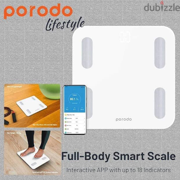 PD-BF1321BT-WH porodo lifestyle body smart scale (NewStock!) 1