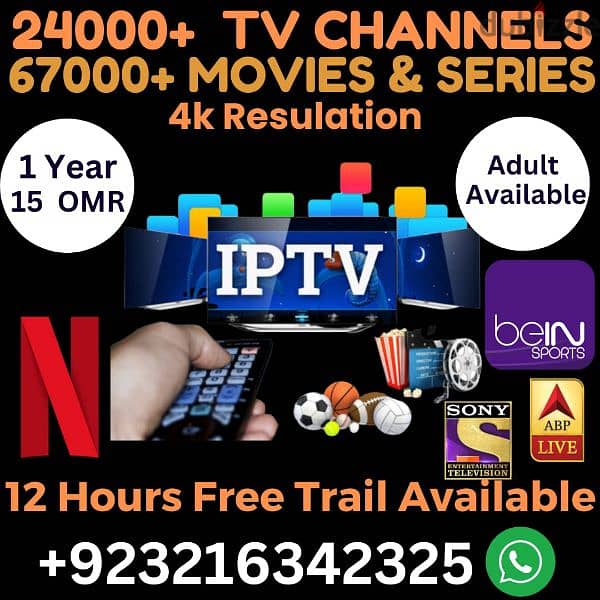 IP-TV 4k 13400 Tv Channels All World +923216342325 0