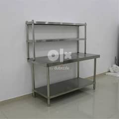 stainlesss steel table with over shelf