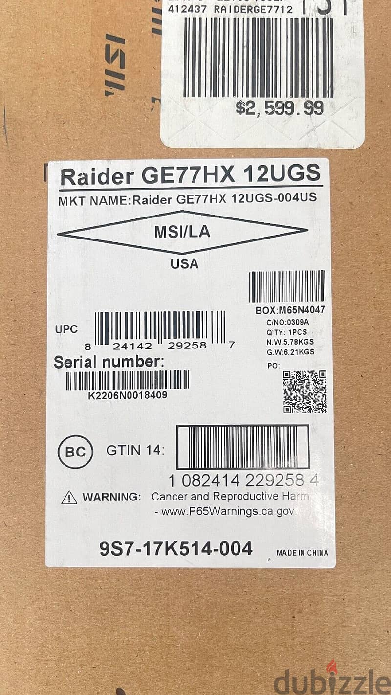 **OFFER** NEW STOCK MSI Raider GE77 HX Raider GE77 HX 12UGS-004 17.3" 1