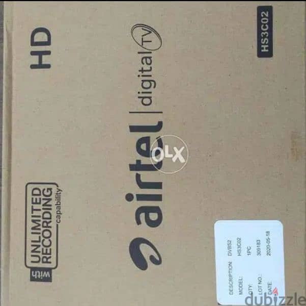 Full HDD Airtel set top box with 6months malyalam tamil telgu kannada 0