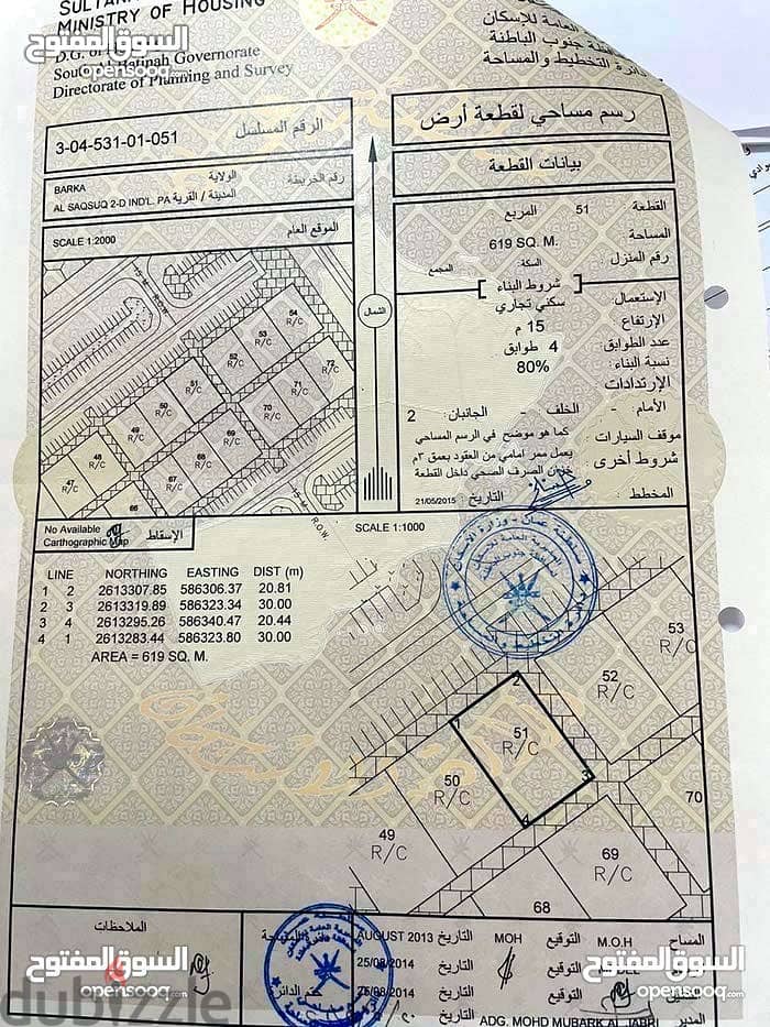 ارض سكني تجاري للايجار و الاستثمار بركاء 0