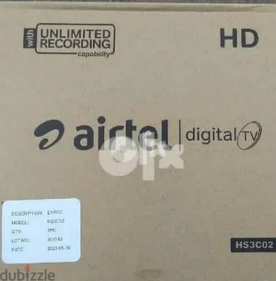 Full HDD Airtel set top box with 6months malyalam tamil telgu kannada