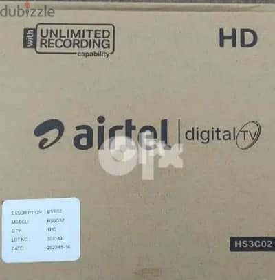 Full HDD Airtel set top box with 6months malyalam tamil telgu kannada