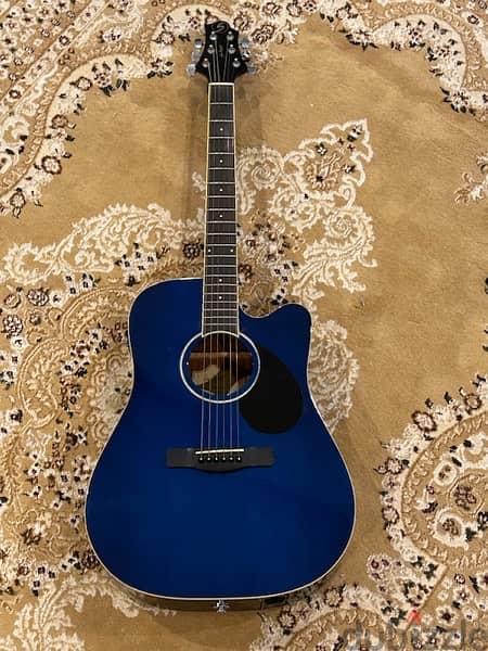 Greg Bennett D4CE Acoustic Transparent Blue, Gator case 1