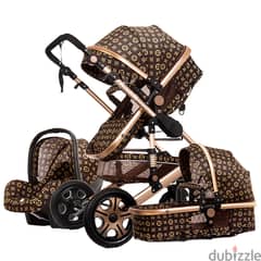 Luxury Heavy Duty 3 in 1 Baby Stroller With Portable Baby Cradle and C
