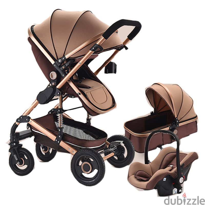 Luxury Heavy Duty 3 in 1 Baby Stroller With Portable Baby Cradle and C 3