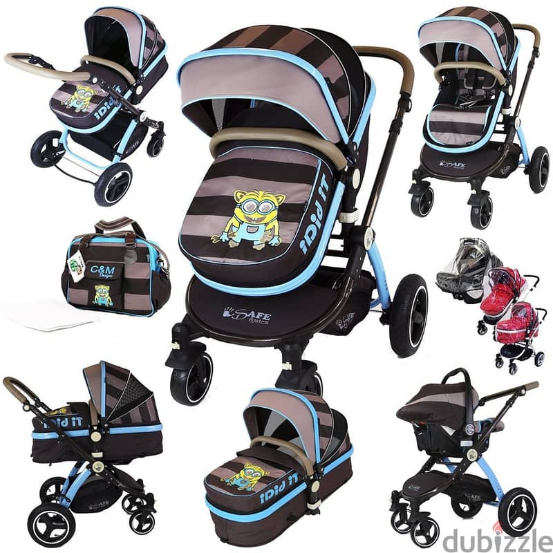 Baby Stroller 3 in 1 Multifunctional High Landscape Portable Aluminum 2