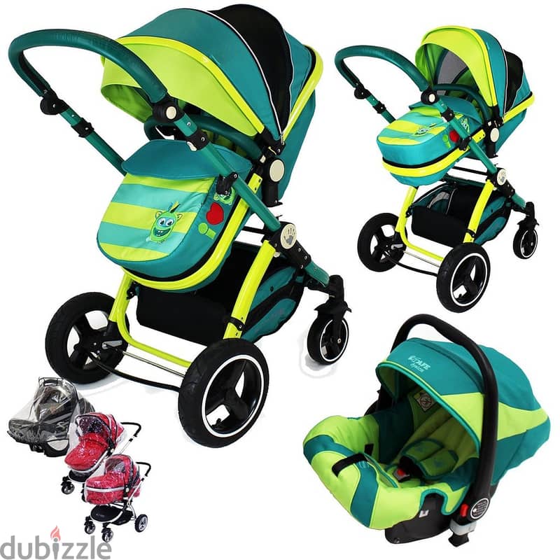 Baby Stroller 3 in 1 Multifunctional High Landscape Portable Aluminum 3