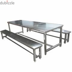 Dining steel table and chaire for canteen and mess