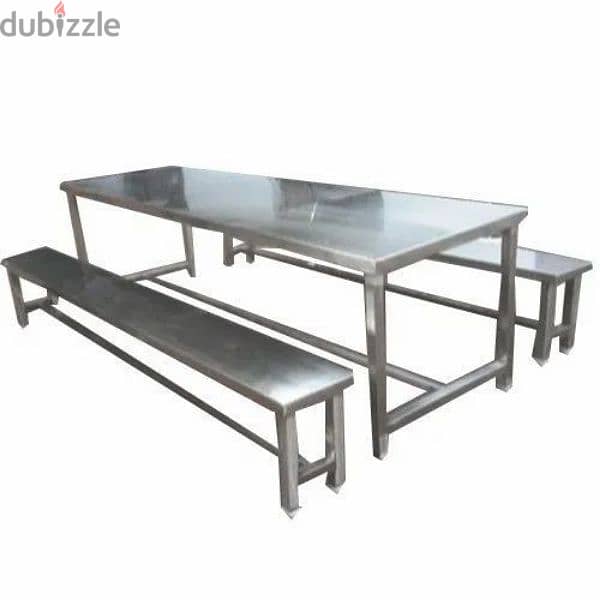 Dining steel table and chaire for canteen and mess 0