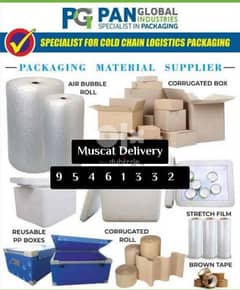 We have Boxes/Stretch roll/Bubble roll/Papers/Tape/Rope/