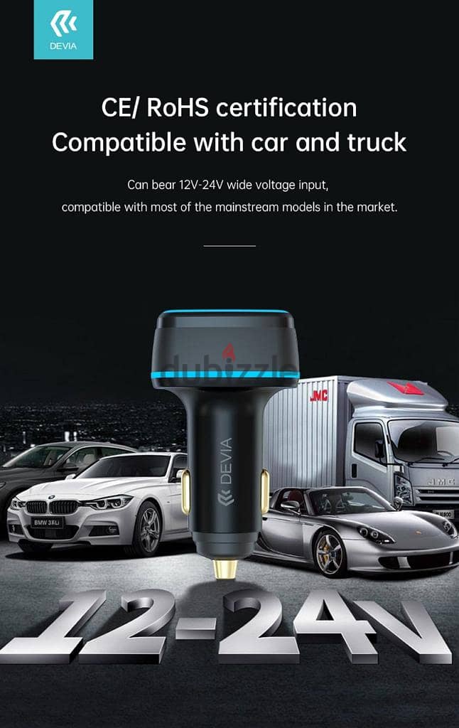 Devia Extreme Speed Dual USB + Type-C Full Compatible Fast Car Charger 3