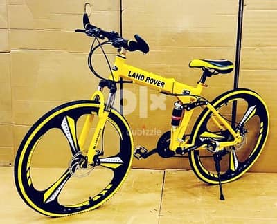 Folding Mountain Bike Black Yellow Double Shock Absorbing & Double Dis