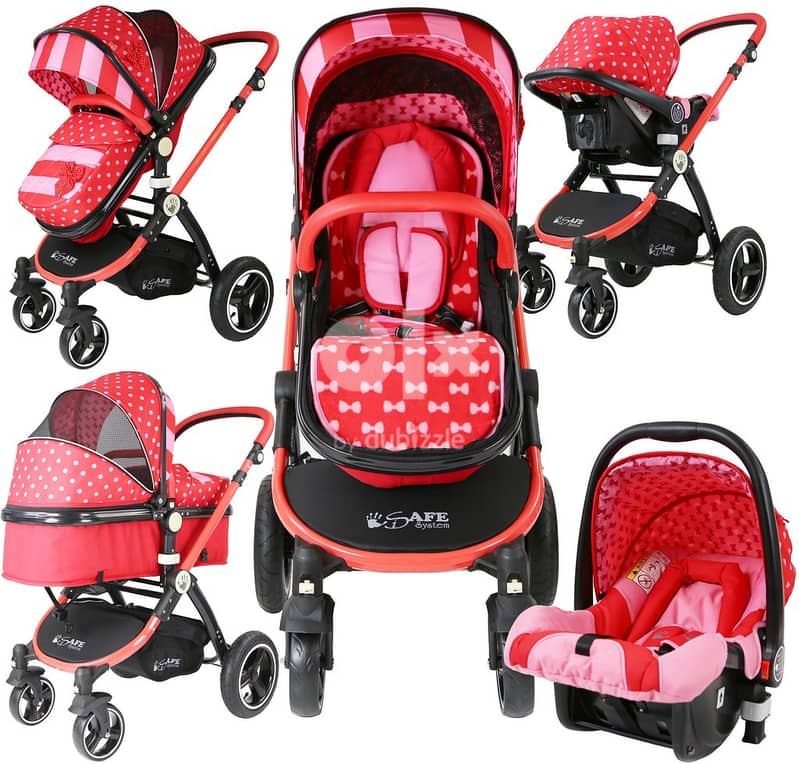Luxury Heavy Duty 3 in 1 Baby Stroller With Portable Baby Cradle and C 0