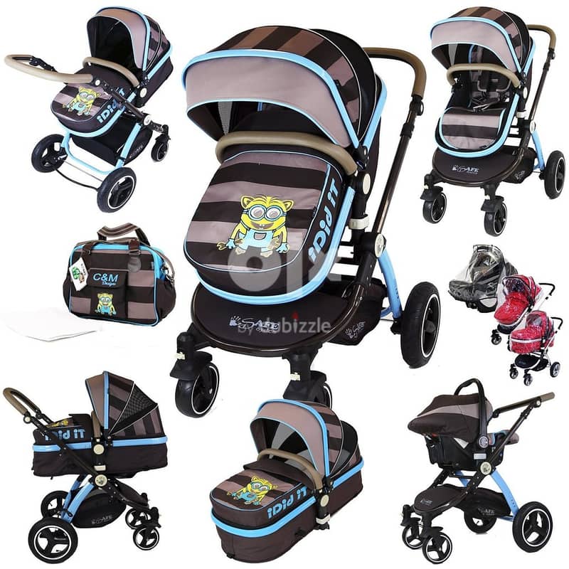 Luxury Heavy Duty 3 in 1 Baby Stroller With Portable Baby Cradle and C 2