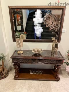 wooden console and mirror