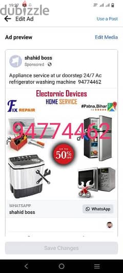 Appliance service at ur doorstep 24/7 Ac refrigerator washing machin