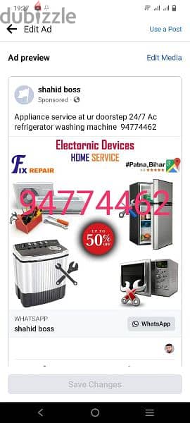 Appliance service at ur doorstep 24/7 Ac refrigerator washing machin 0