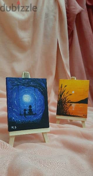 Mini landscape paintings with easel 2