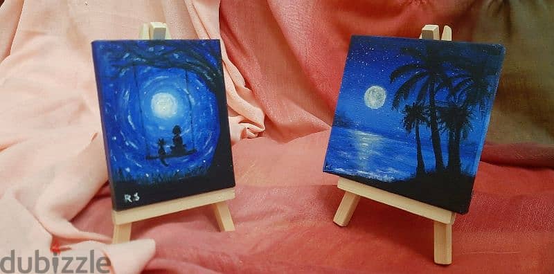 Mini landscape paintings with easel 5