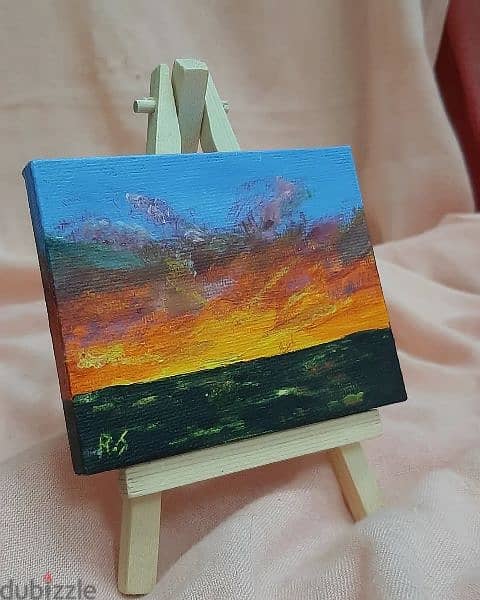 Mini landscape paintings with easel 7