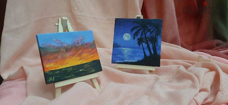 Mini landscape paintings with easel 8