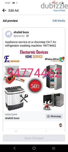 Automatic washing machine and refrigerator and A/C repair and service