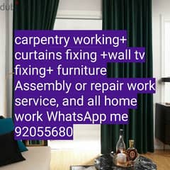 curtains and tv fix in wall/ drilling work/Carpenter/ikea Assembly/ 0