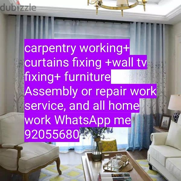 curtains and tv fix in wall/ drilling work/Carpenter/ikea Assembly/ 4