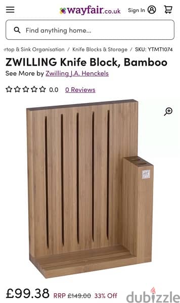 Zwilling Bamboo Knife set Magnetic Block 2