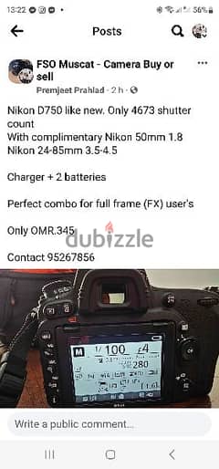 Nikon D750 with two complimentary lens for sale