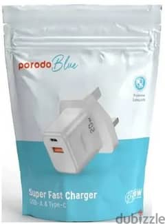20WDWC-porodo Blue Super Fast Charger USB-& Type C 20W (Box Packed) 0