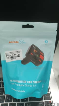 Porodo blue Fm Transmitter car Charger Type C- QUICK (Box Packed) 0