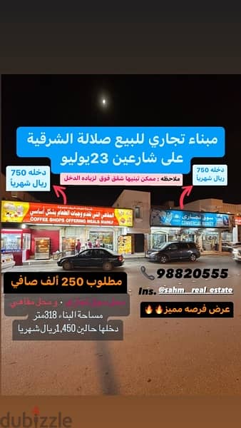 فرصه عرض مميز مبنى تجاري وسط احياء منتعشه وحركه وعلى شارع عام