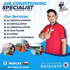 Professional AC technician cleaning