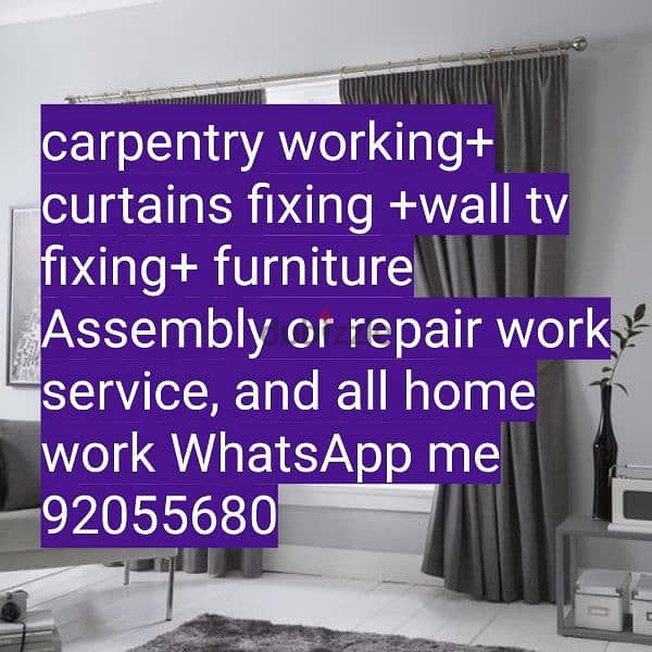 Carpenter/furniture fix,repair/shifting/curtains,tv fix in wall/ikea 4