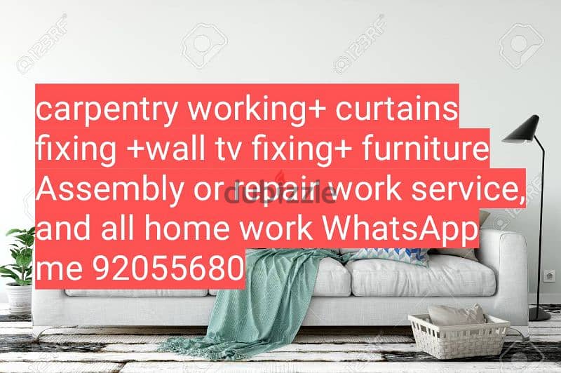 carpenter/furniture fix,repair/curtains,tv fix in wall/drilling work/ 4