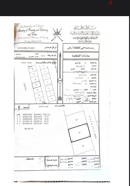 ارض سكنية للبيع مساحتها 642م  منطقة السلاحة ولاية بركاء 0