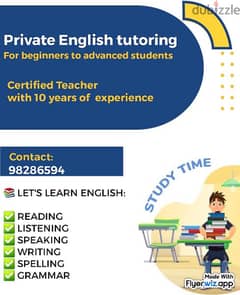 Private English tutoring with flexible scheduling